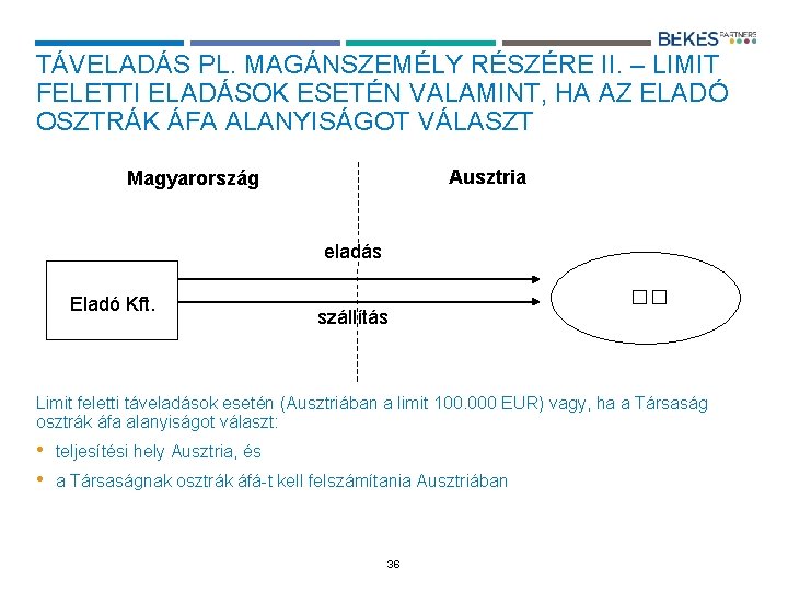 TÁVELADÁS PL. MAGÁNSZEMÉLY RÉSZÉRE II. – LIMIT FELETTI ELADÁSOK ESETÉN VALAMINT, HA AZ ELADÓ