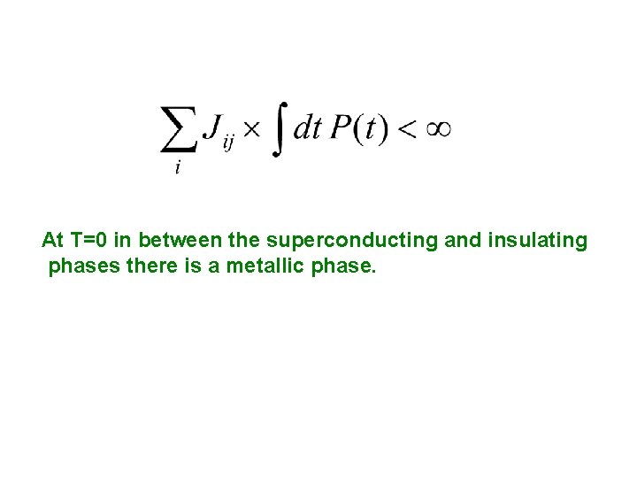 At T=0 in between the superconducting and insulating phases there is a metallic phase.