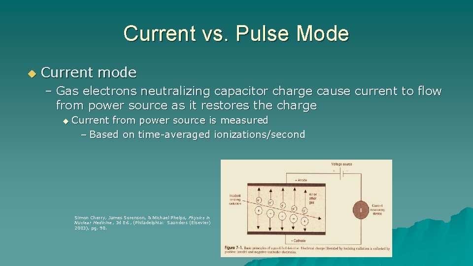 Current vs. Pulse Mode u Current mode – Gas electrons neutralizing capacitor charge cause