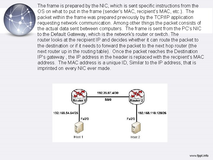 The frame is prepared by the NIC, which is sent specific instructions from the