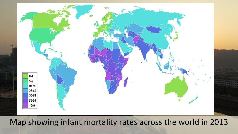 Map showing infant mortality rates across the world in 2013 