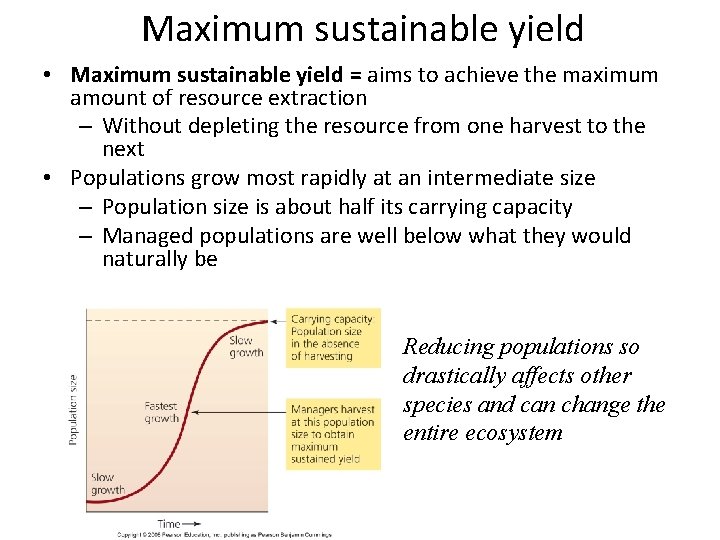 Maximum sustainable yield • Maximum sustainable yield = aims to achieve the maximum amount