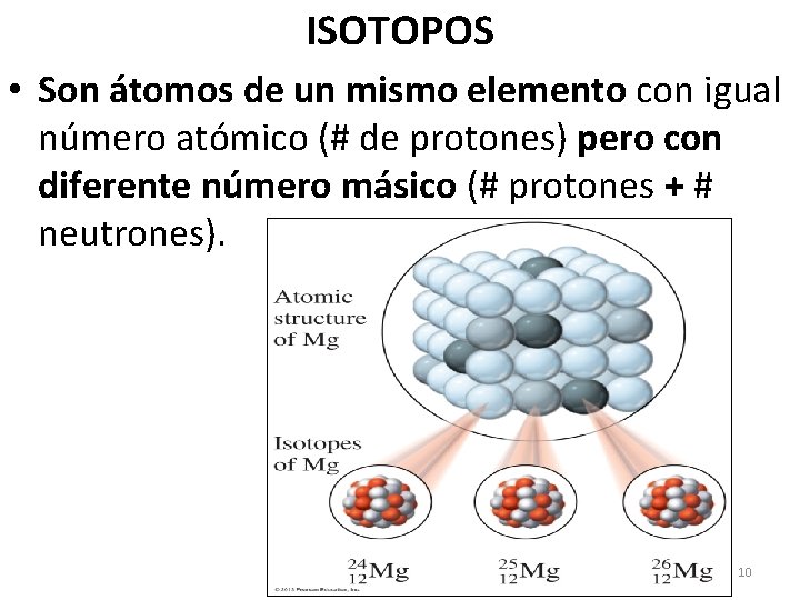 ISOTOPOS • Son átomos de un mismo elemento con igual número atómico (# de