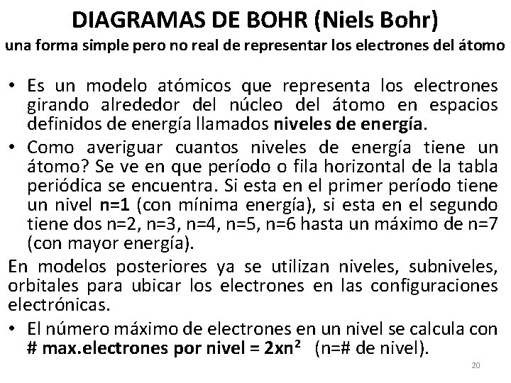DIAGRAMAS DE BOHR (Niels Bohr) una forma simple pero no real de representar los