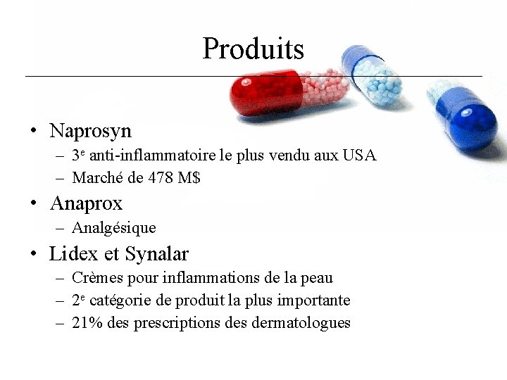 Produits • Naprosyn – 3 e anti-inflammatoire le plus vendu aux USA – Marché