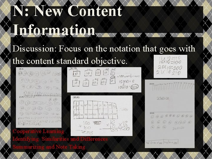 N: New Content Information Discussion: Focus on the notation that goes with the content