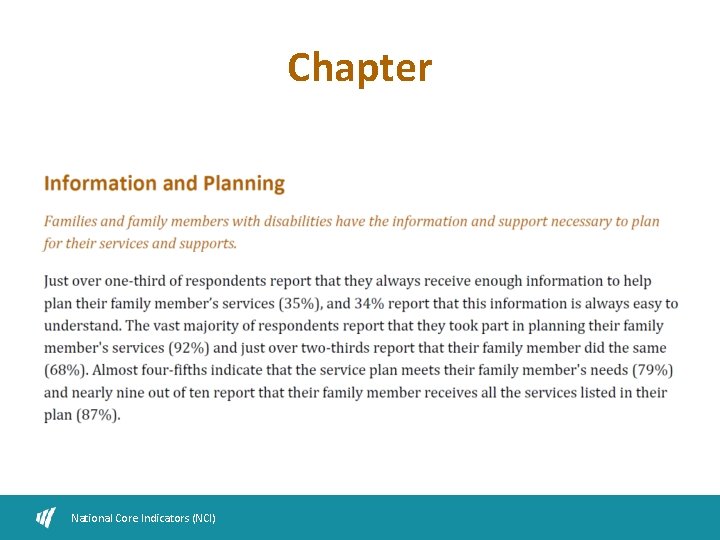 Chapter National Core Indicators (NCI) 