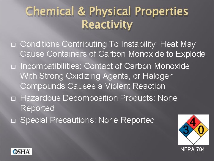 Chemical & Physical Properties Reactivity Conditions Contributing To Instability: Heat May Cause Containers of