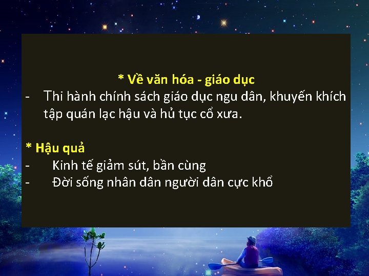 * Về văn hóa - giáo dục - Thi hành chính sách giáo dục