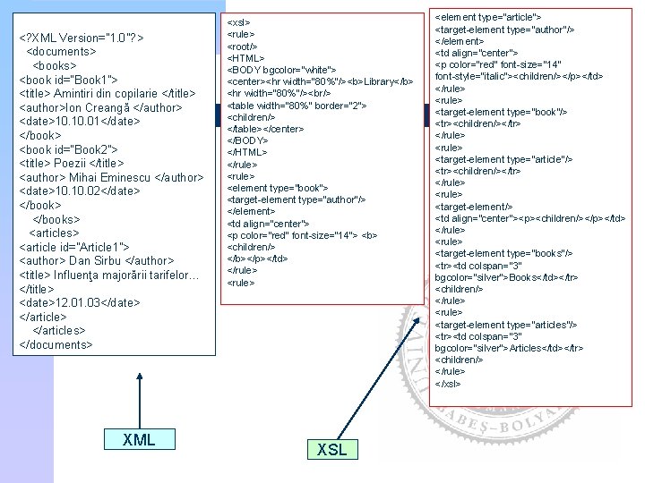 <? XML Version="1. 0"? > <documents> <book id="Book 1"> <title> Amintiri din copilarie </title>