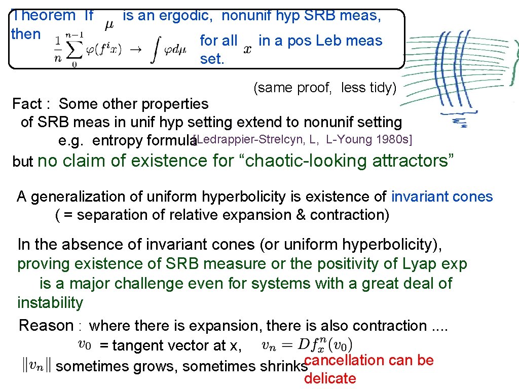 Theorem If then is an ergodic, nonunif hyp SRB meas, for all set. in