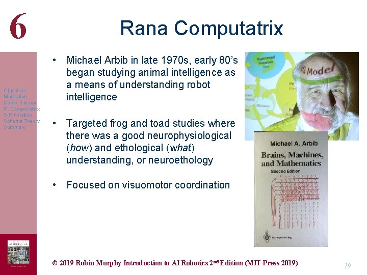 6 Objectives Motivation Comp. Theory R. Computatrix S-R notation Schema Theory Summary Rana Computatrix