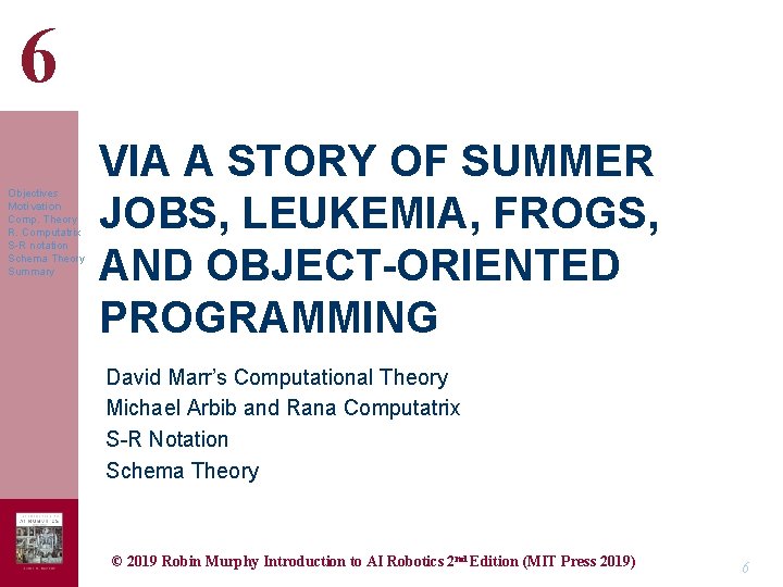 6 Objectives Motivation Comp. Theory R. Computatrix S-R notation Schema Theory Summary VIA A