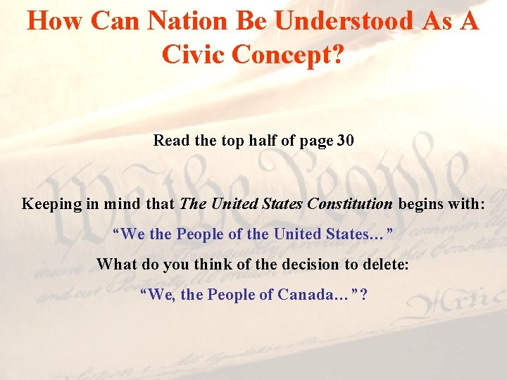 How Can Nation Be Understood As A Civic Concept? Read the top half of