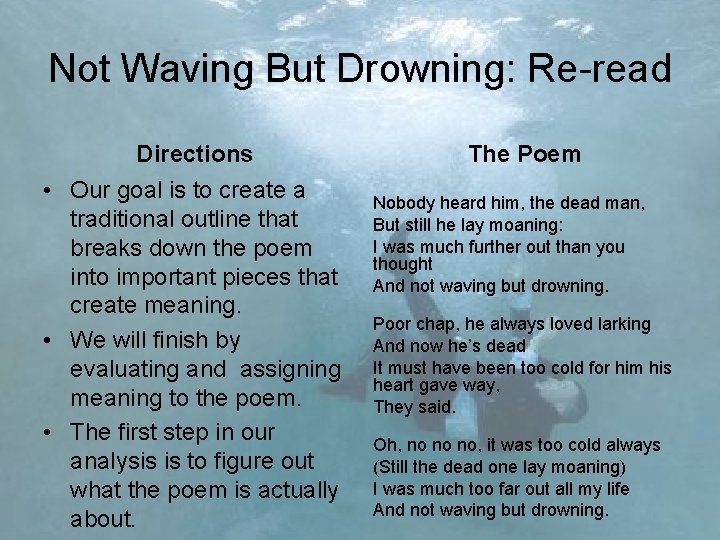 Poetry Analysis with Not Waving But Drowning By