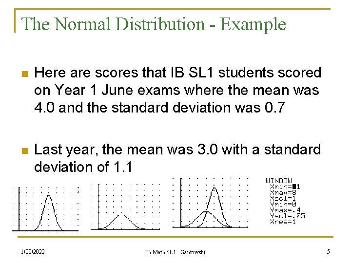 The Normal Distribution - Example n Here are scores that IB SL 1 students The Normal Distribution - Example n Here are scores that IB SL 1 students