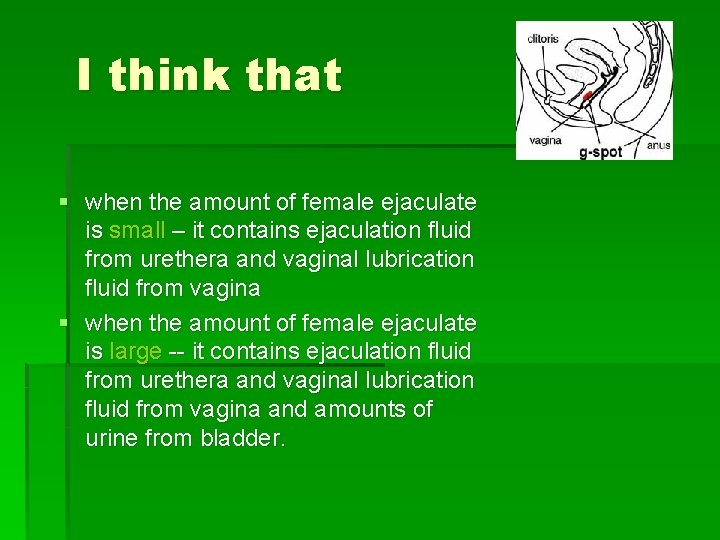 I think that § when the amount of female ejaculate is small – it