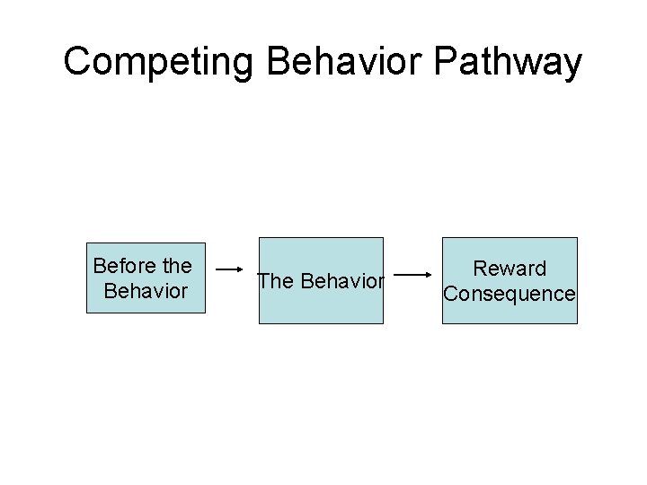 Competing Behavior Pathway Before the Behavior The Behavior Reward Consequence 