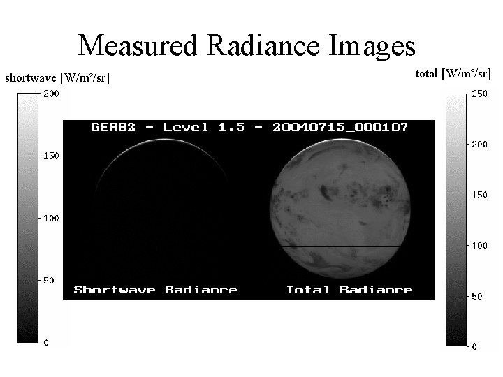 Measured Radiance Images shortwave [W/m²/sr] total [W/m²/sr] 