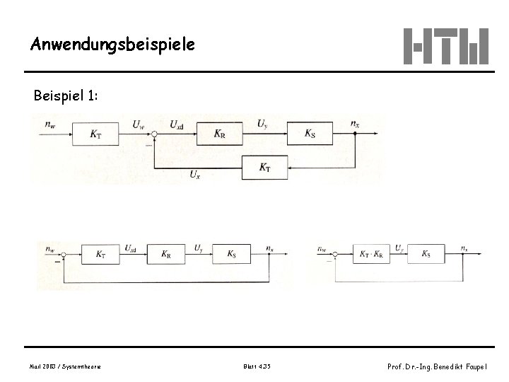 Anwendungsbeispiele Beispiel 1: Mail 2003 / Systemtheorie Blatt 4. 35 Prof. Dr. -Ing. Benedikt