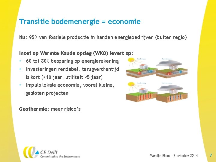 Transitie bodemenergie = economie Nu: 95% van fossiele productie in handen energiebedrijven (buiten regio)