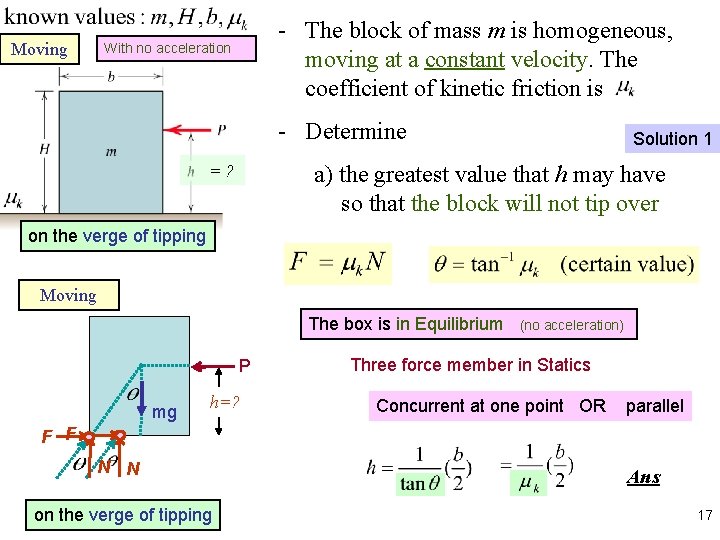 Moving - The block of mass m is homogeneous, moving at a constant velocity.