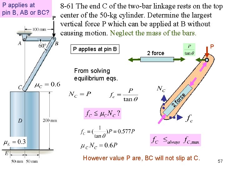 8 -61 The end C of the two-bar linkage rests on the top center