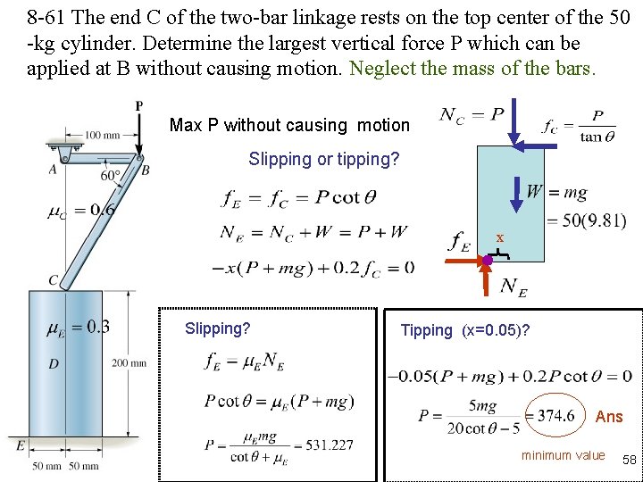 8 -61 The end C of the two-bar linkage rests on the top center