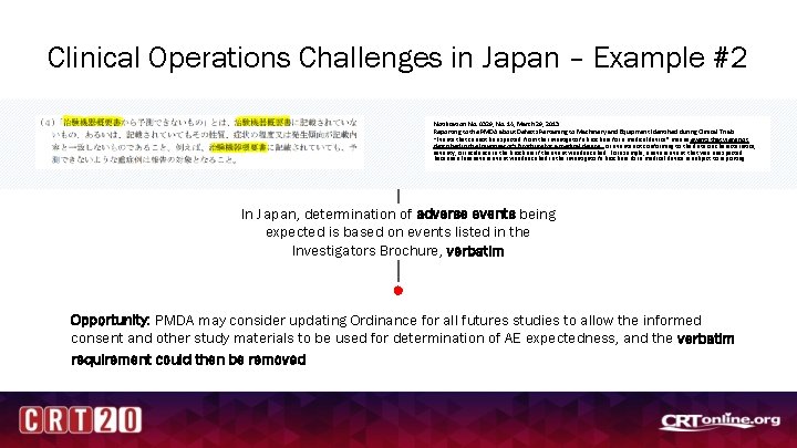 Clinical Operations Challenges in Japan – Example #2 Notification No. 0329, No. 14, March