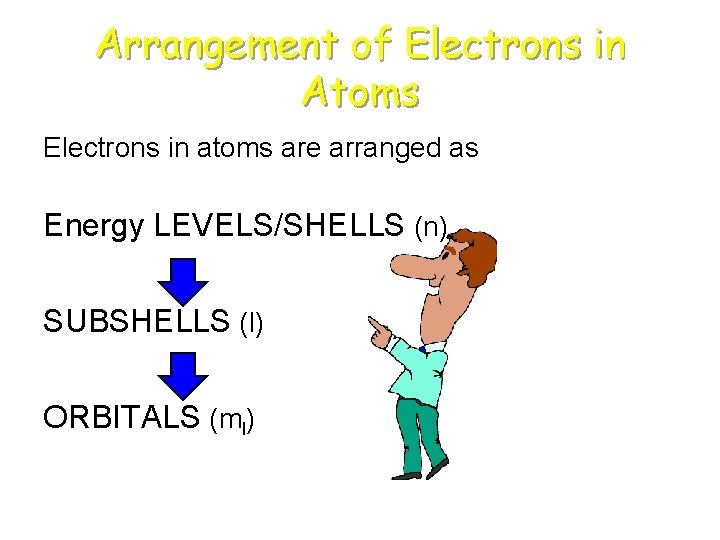 Arrangement of Electrons in Atoms Electrons in atoms are arranged as Energy LEVELS/SHELLS (n)