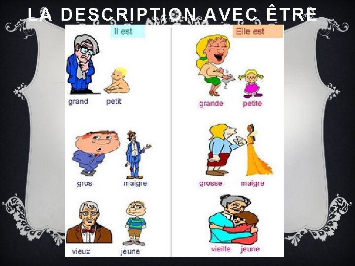 LA DESCRIPTION AVEC ÊTRE 