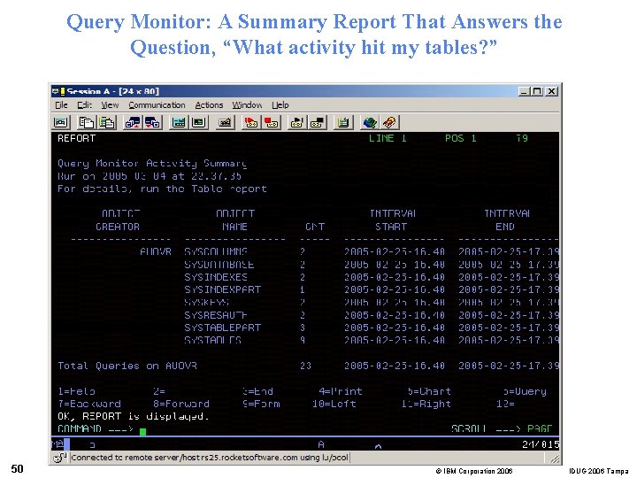 Query Monitor: A Summary Report That Answers the Question, “What activity hit my tables?