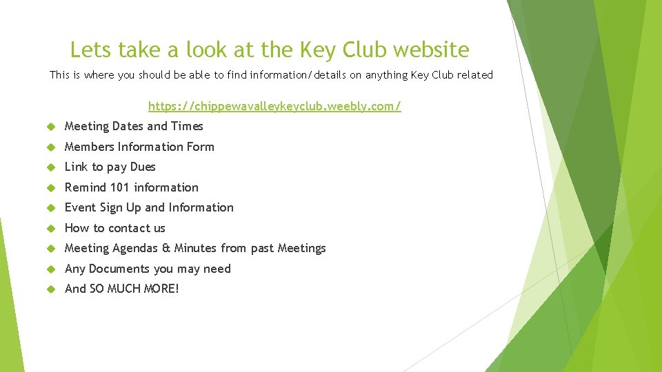 Lets take a look at the Key Club website This is where you should