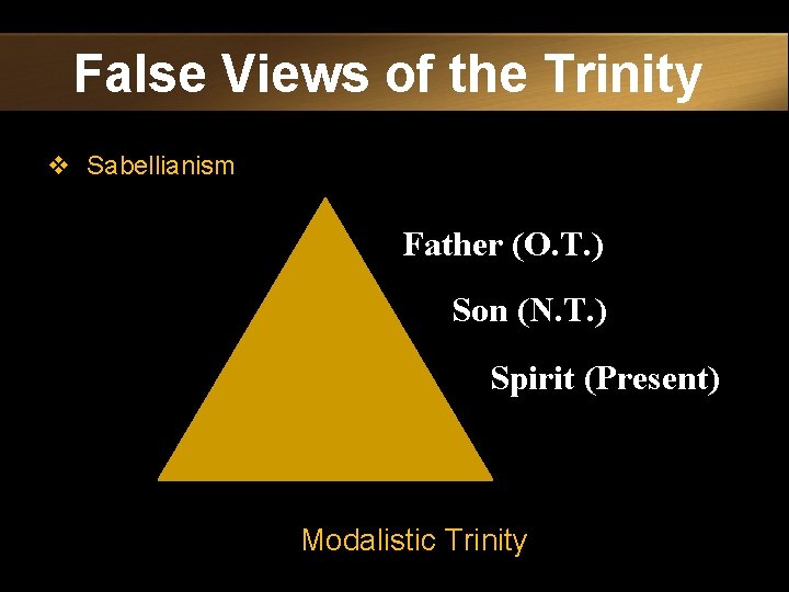 False Views of the Trinity v Sabellianism Father (O. T. ) Son (N. T.