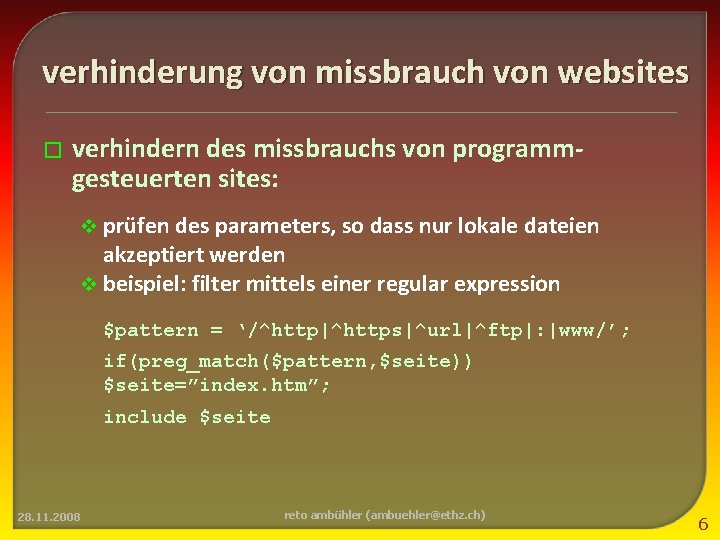 verhinderung von missbrauch von websites � verhindern des missbrauchs von programmgesteuerten sites: v prüfen