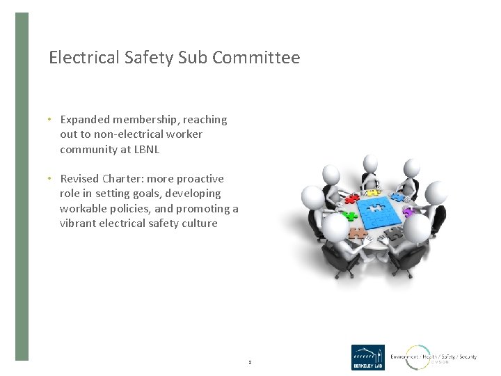Electrical Safety Sub Committee • Expanded membership, reaching out to non-electrical worker community at