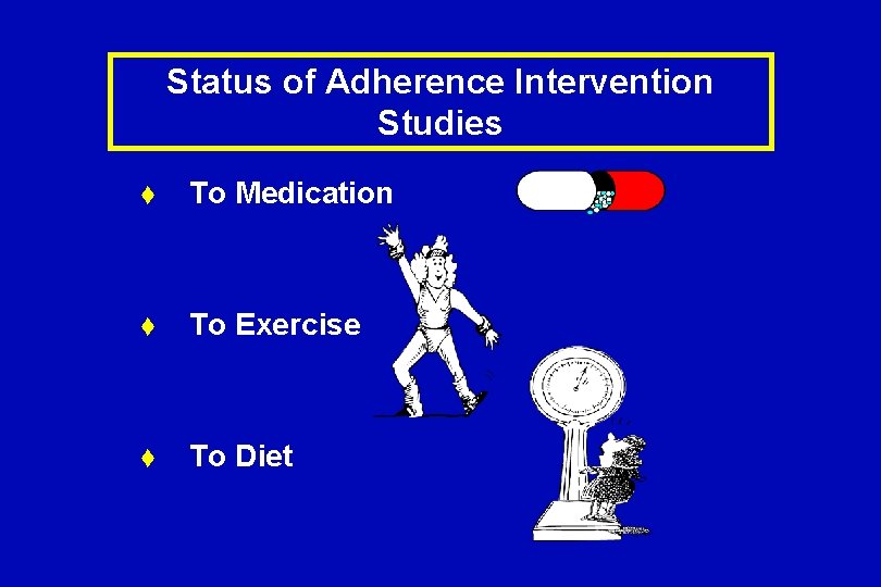 Status of Adherence Intervention Studies t To Medication t To Exercise t To Diet