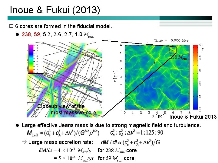 Inoue & Fukui (2013) p 6 cores are formed in the fiducial model. l
