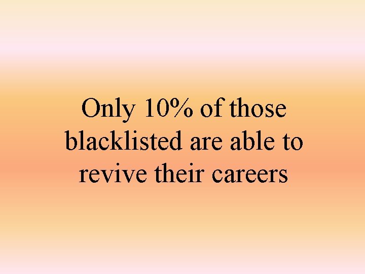 Only 10% of those blacklisted are able to revive their careers 
