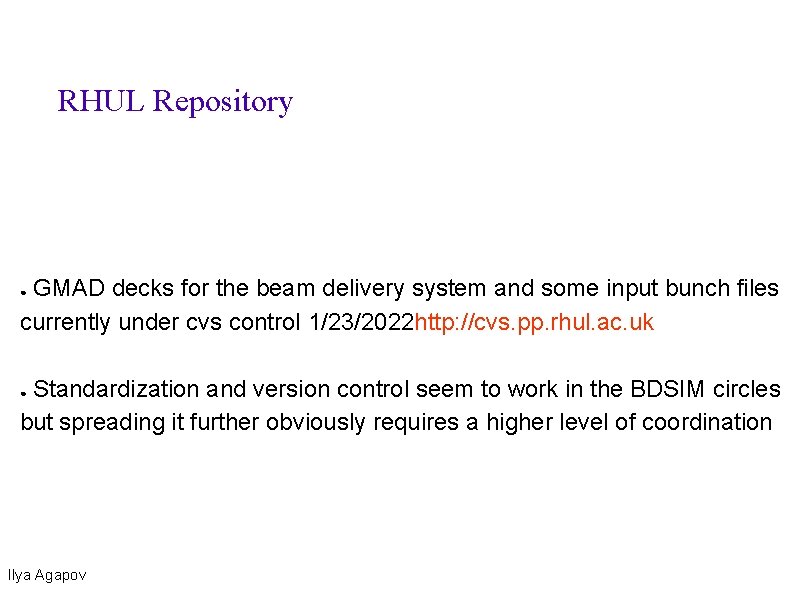 RHUL Repository GMAD decks for the beam delivery system and some input bunch files