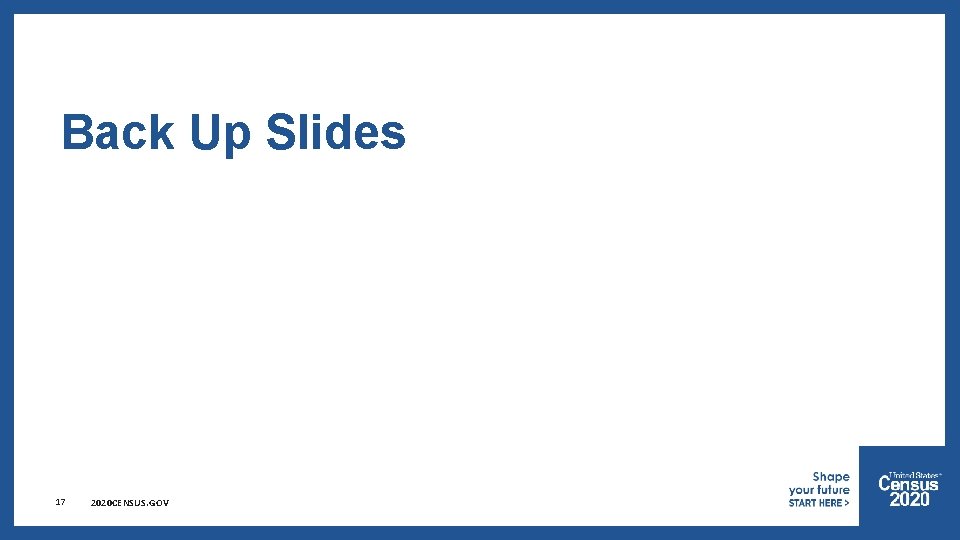 Back Up Slides 17 2020 CENSUS. GOV 