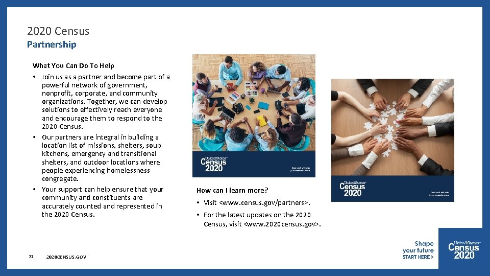 2020 Census Partnership What You Can Do To Help • Join us as a