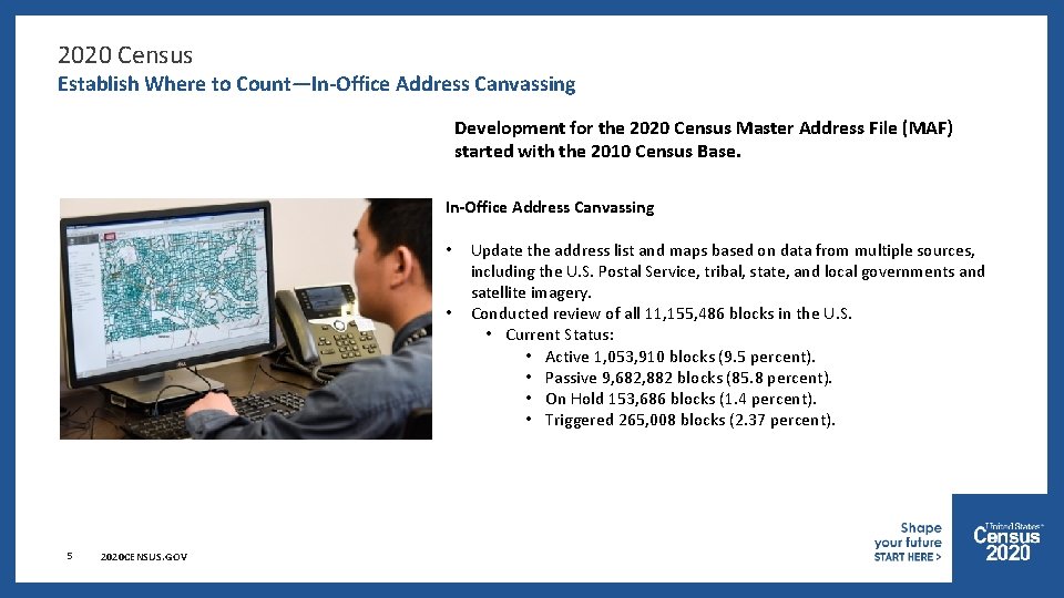 2020 Census Establish Where to Count—In-Office Address Canvassing Development for the 2020 Census Master