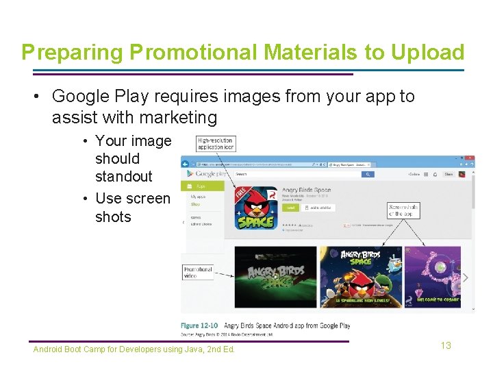 Preparing Promotional Materials to Upload • Google Play requires images from your app to