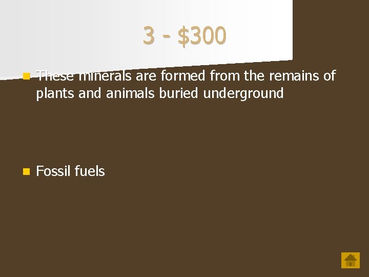 3 - $300 n These minerals are formed from the remains of plants and