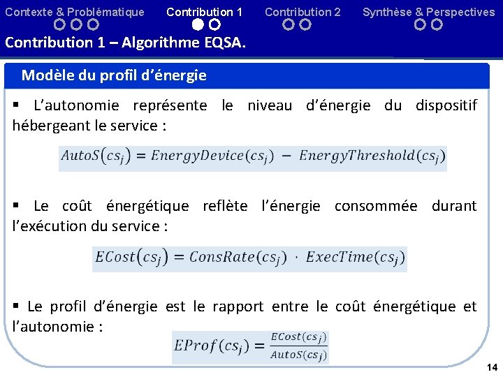 Contexte & Problématique Contribution 1 Contribution 2 Synthèse & Perspectives Contribution 1 – Algorithme