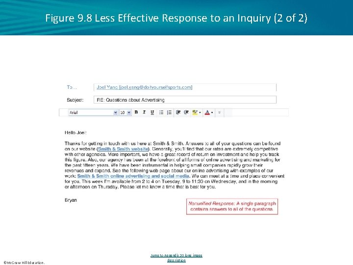 Figure 9. 8 Less Effective Response to an Inquiry (2 of 2) ©Mc. Graw-Hill