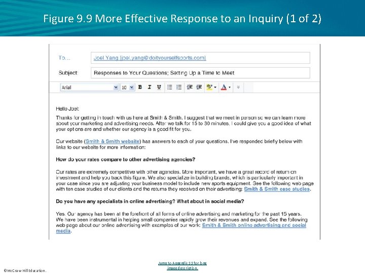 Figure 9. 9 More Effective Response to an Inquiry (1 of 2) ©Mc. Graw-Hill