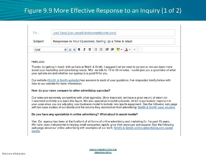 Figure 9. 9 More Effective Response to an Inquiry (1 of 2) ©Mc. Graw-Hill