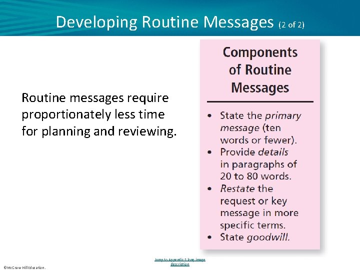 Developing Routine Messages (2 of 2) Routine messages require proportionately less time for planning